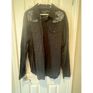 Guess shirt Mens XL Black Point Collar, sleeve, breathable cotton $25, B66